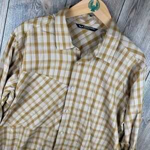 Salewa Fanes Flannel Mens Medium Plaid Long Sleeve Button Down Shirt Yellow